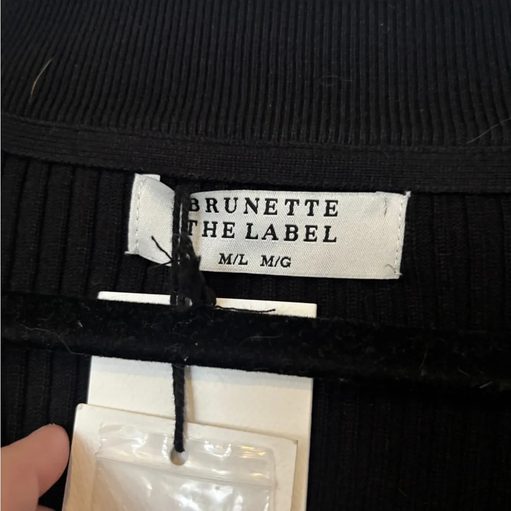 Brunette The Label Ottoman Ribbed Oversized Button-Front Cardigan Black - Picture 4 of 10